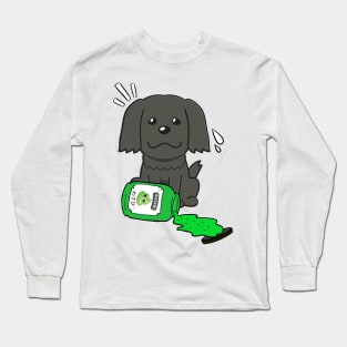 Cute black sheepdog Spilled Wasabi sauce Long Sleeve T-Shirt